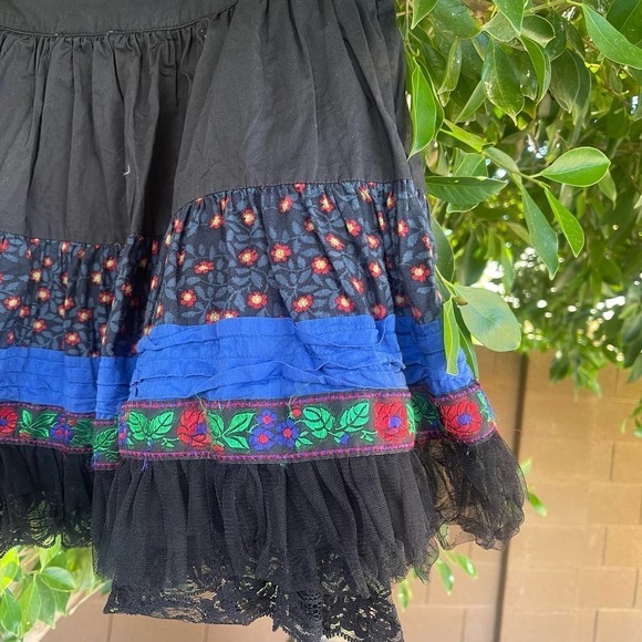 Retro Natural Elements Skirt Womens Small Black Tulle Retro Boho Western Mini - Picture 5 of 5